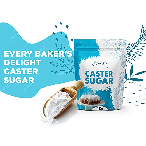 Image of BAKE KING Caster Sugar 1kg, Natural Sulphur less Pure White Sugar, Castor Sugar for Baking, Finely Granulated Free-Flowing Sweetener