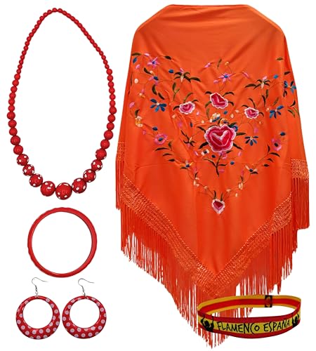 Pack Mantón y Accesorios: Mantón de Manila Bordado...