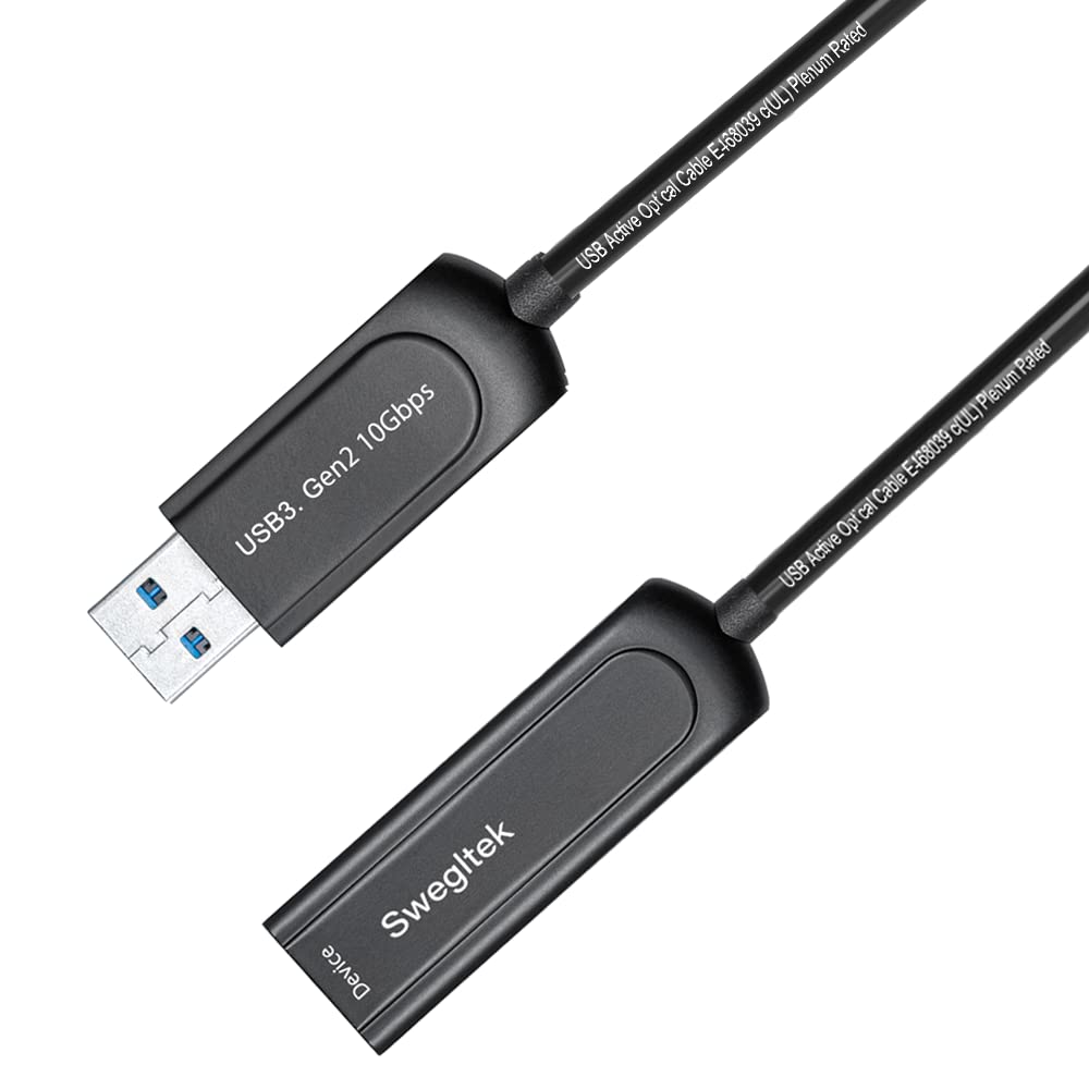 UL CMP/Plenum & CSA FT6 Rated Jacket USB 3.1 Male Female Extension Cable 65FT Fiber Optical 10Gbps Compatible with Windows Mac OS,Linux,Industrial Camera Machine Vision,Camera,Gaming…