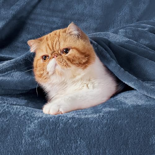 Image of Bedsure GentleSoft Fleece Bed Blankets Full Size Blue - Soft Lightweight Plush Fuzzy Cozy Luxury Blanket Microfiber, 84x90 inches