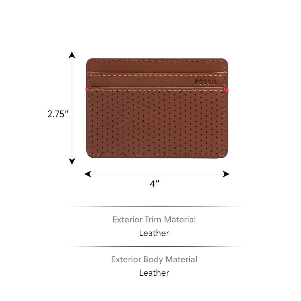 Fossil Sport Tourer Skórzany lub Poliestrowy Portfel/Etui na Karty dla Mężczyzn, Brązowy