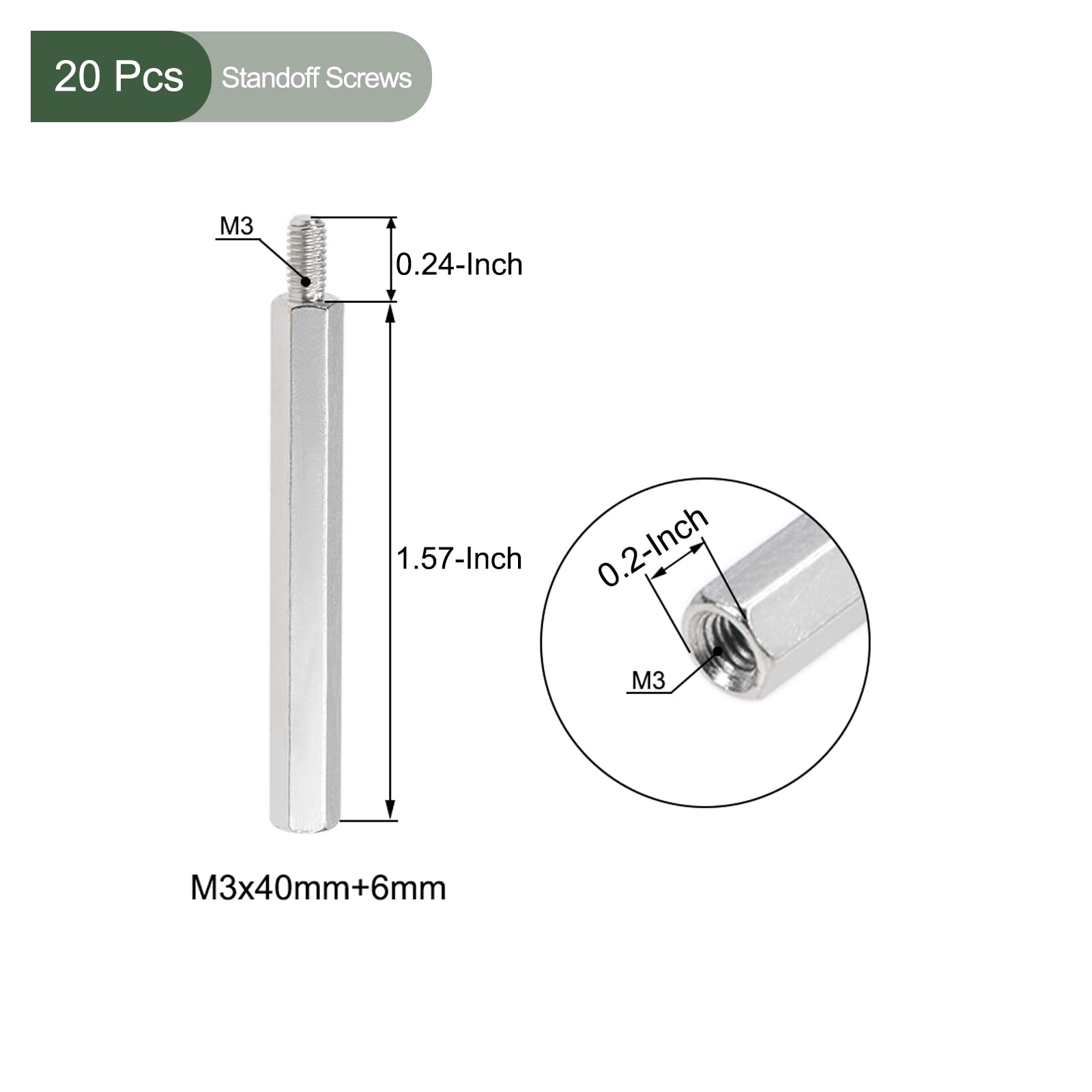 YOKIVE 20 Pcs M3 Standoff Screws, Nickel Plated Hex PCB Standoffs, Keep Height Consistent, Great for Motherboard (Silver Tone - Image 2