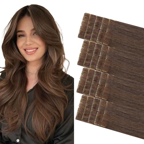 Image of COOKAYU Invisible Tape in Human Hair Extensions, Medium Brown