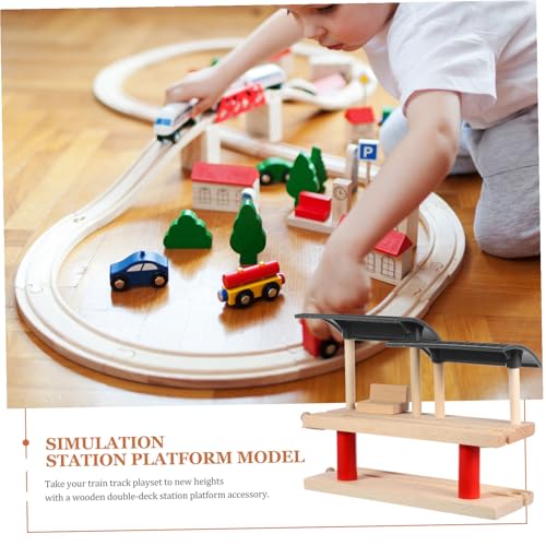 Plate-Forme de Gare Bois durable pour circuit de train miniature créatif