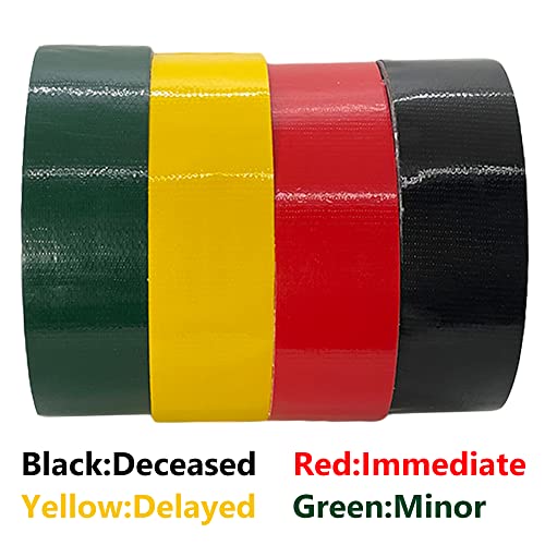 Image of Triage Tape Kits - 4 Color First Aid Replacement Band (Black:Deceased, Red:Immediate, Yellow:Delayed, Green:Minor), 33Ft