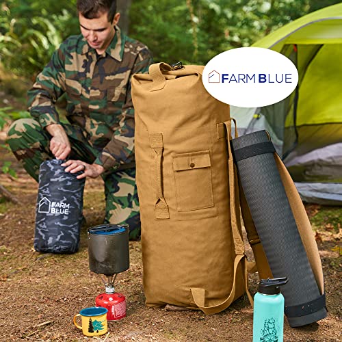 Image of Farm Blue 2 Strap Military Travel Duffle Bag, Coyote, XL, Military Backpack Duffel Bag
