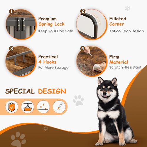 Large-Dog-Crate-Furniture-for-Dogs-43-Wooden-Heavy-Duty-Medium-Dog-Kennel-with-Double-Doors-for-Puppy-Decorative-Pet-House-Dog-Crates-Side-End-Table-Indoor433-Wx276-Dx393-H Large Dog Crate Furniture for Dogs 43 Wooden Heavy Duty Medium Dog Kennel with Double Doors for Puppy Decorative Pet House Dog Crates Side End Table Indoor433 Wx276 Dx393 H