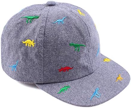 Summer Baby Boy Baseball Hat Embroidery Dinosaur Infant Visor Caps Cotton Toddler Boys Sun Hats (Embroidered Dinosaur, 52cm)