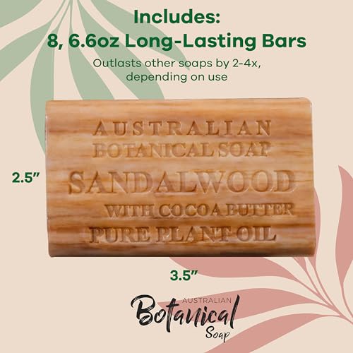 Australian-Botanical-Soap-Sandalwood-with-Cocoa-Butter-66-oz-187-g-Soap-Bars-Natural-Base-Soap-All-Skin-Types-Essential-Oil-Women-Men-Shea-Butter-Enriched-Bar-Soap-Pack-of-8 Australian Botanical Soap Sandalwood with Cocoa Butter 66 oz 187 g Soap Bars Natural Base Soap All Skin Types Essential Oil Women Men Shea Butter Enriched Bar Soap Pack of 8