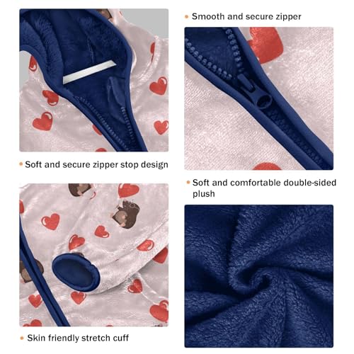 Cute Moles with Hearts Girls Fleece Jacket Girls Fall Jacket Girls Zip Up Hoodie Girls Sherpa Jacket 2-10T3