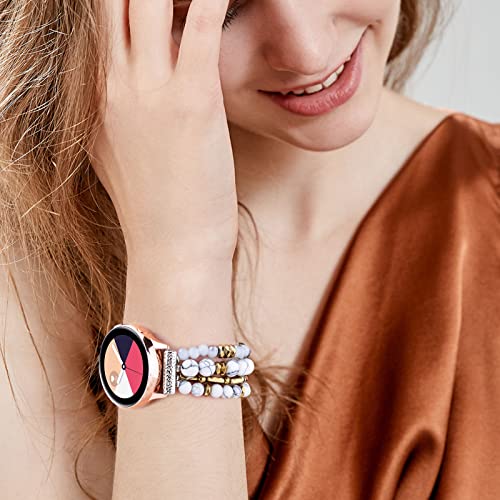 Visoom Beaded Boho Bracelet Compatible For Samsung Galaxy Watch 5/4 40Mm 44Mm Bands/Active 2 40Mm 44Mm/Watch 4 Classic 42Mm 46Mm Band Women, 20Mm Handmade Fashion Cute Elastic Crystal Beads Bracelet Replacement For Galaxy Watch 5 Pro 45Mm #TOP5