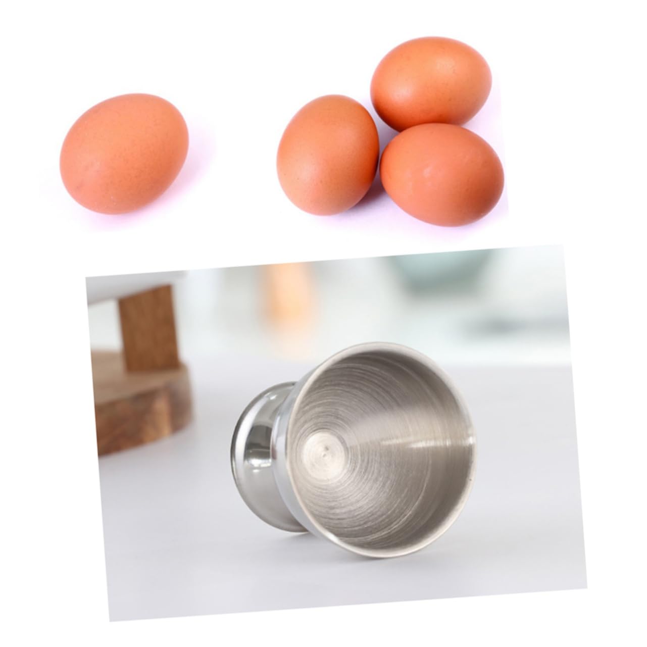 FUNOMOCYA 6 Pcs Stainless Steel Egg Holder Egg Rack Four-piece Egg Tray Egg Poacher Cups Egg Egg Tray Egg Stand Holder Poached Egg Cups Egg Serving Cup Mini Egg Cooker Egg Poachers Cup