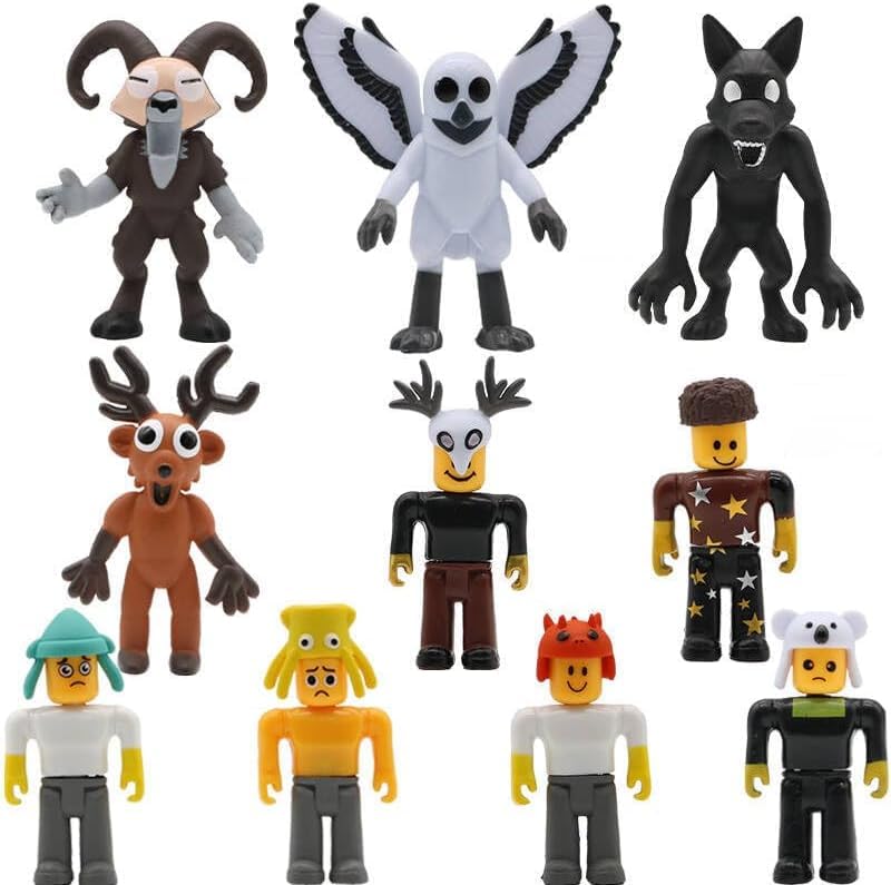 Aubzy 99 Nächte im Wald Figuren Set - 10 Stück Action Figuren mit Elch Eule & Monster Fantasy Überlebensspiel Hauptcharaktere als Spielzeug Deko & Sammlerstück