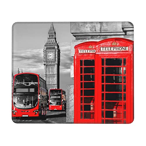 Tapis de souris rectangulaire multi-tailles Angleterre Royaume-Uni rétro Londres avec base en caoutchouc antidérapant pour ordinateur portable de bureau,...