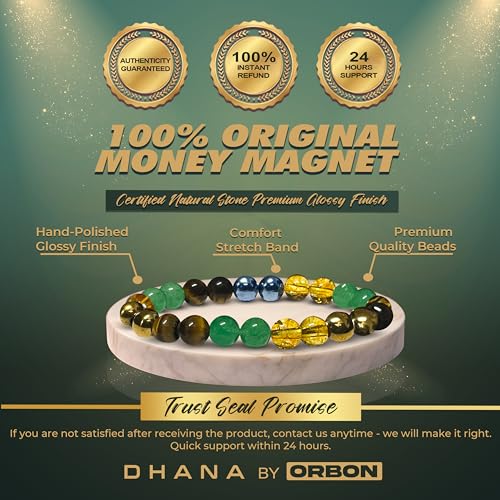 Image of ORBON Certified Natural Multi Stone Crystal Bracelet for Men & Women | Powerful Gemstone Combination Bracelet | Real Certified Stones with Authenticity Certificate & Activation Card | 8mm Beads