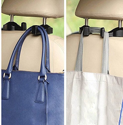 Set Di 4 Ganci Per Auto Da Poggiatesta - Appendiabiti Per Borse E Shopping, Porta Oggetti Posteriore | Nero, Portata 30 Kg - Foto 6