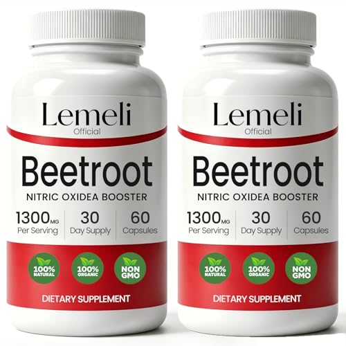 Lemeli Beetroot Extract Lemeli Beetroot Capsules 1300mg Natural Vegan & Non-GMO - 60 Capsules (2Pcs)