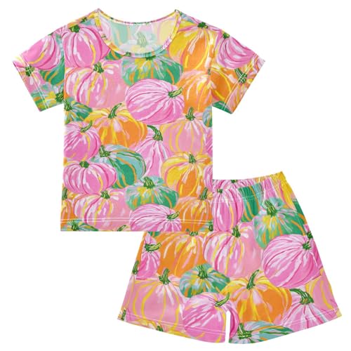Pajama Sets Pumkins Pattern Short Sleeve Summer Sleepwear 2 Piece Pjs
