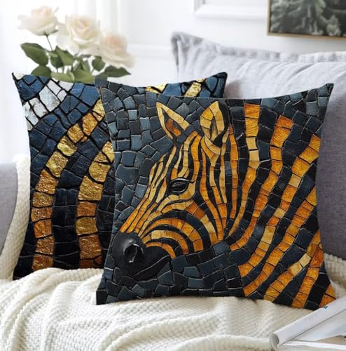 Housse Coussin 35x35cm,Doubler Cousin Canapé IntéRieur Impermeable Texture De Lin Carré Lot De 2 Doux Respirant Lavable Coussin Deco Chambre Cheval...