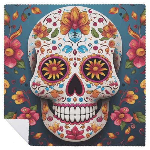 Servilletas de tela coloridas con diseño calavera azúcar, pack 4 miniatura 6