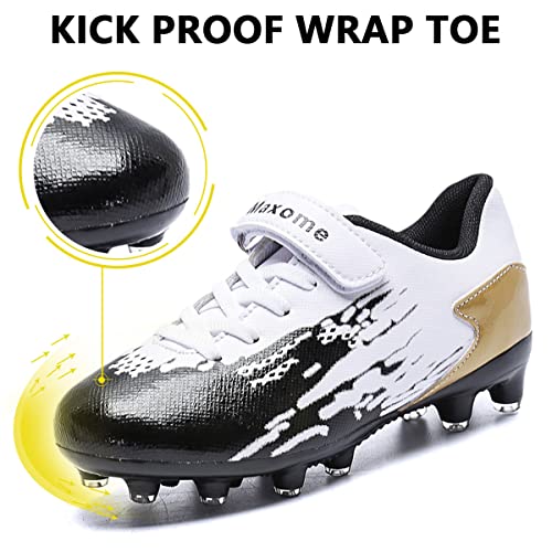 Ziitop Kids Soccer Shoes For Boys Girls Youth Football Cleats Outdoor & Indoor Baseball Shoes, Lightweight Breathable Conical Studs, Running & Training For Students (Little Kids/Big Kids) Blackgold 37 #TOP1
