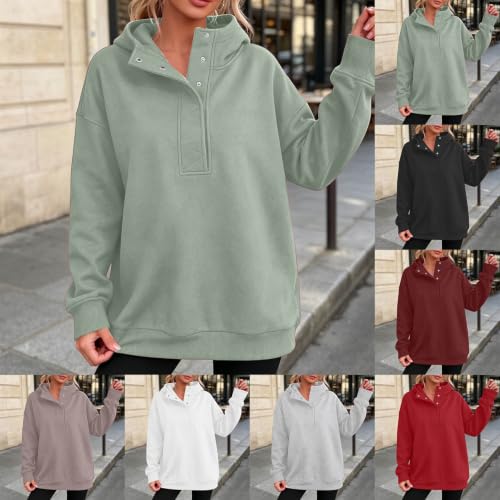 Sudadera de manga larga para mujer en algodón con botones funcionales y capucha 2