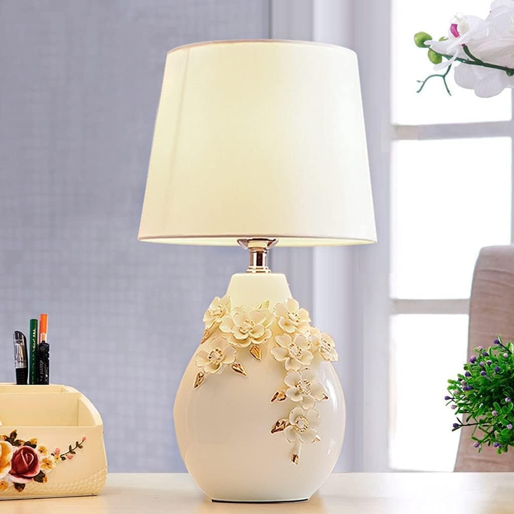 Lampka Nocna Trójwymiarowa Rzeźbiona Ceramiczna Lampka Nocna Lampka Na Biurko Lampka Nocna Prosta, Elegancka Lampa Stołowa Lampy Stołowe (Color : Push Button Switch, Size : 25cm*45cm)