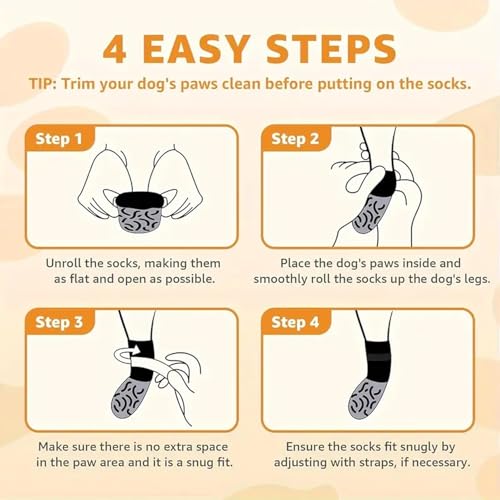 Image of KUTKUT 4Pcs Non Slip Dog Socks with Grippers Prevent from Licking Paws, Anti-Slip Large Dogs Grip Socks for Senior Dogs on Hardwood Floor (Size:- L: L*W: 18cm*7cm)