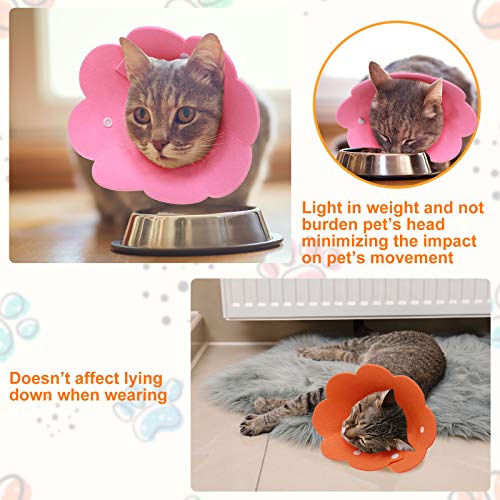Trelaco 3 Pieces Cat Recovery Collar, Adjustable Cat Cone Collar For Kitten Cats, Sun Flower Neck Cat Cone Recovery Collar For Pet Kitten Cat Puppy Rabbit To Prevent From Biting Scratching (Medium) #TOP3