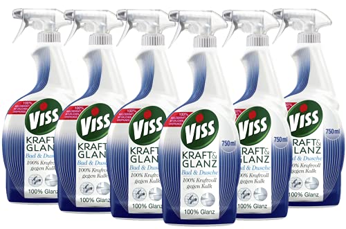 Viss VISS Reinigungsspray Bad & Dusche für strahlenden Glanz 100% kraftvoll gegen Kalk 6 x 750 ml,