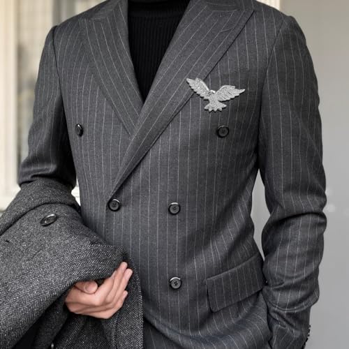 Image of Fashion Crystal Eagle Bird Brooch Pin Full Cubic Zirconia Hawk Suit Pin Rhinestone Animal Eagle Lapel Pin Jewelry for Women Men Gifts