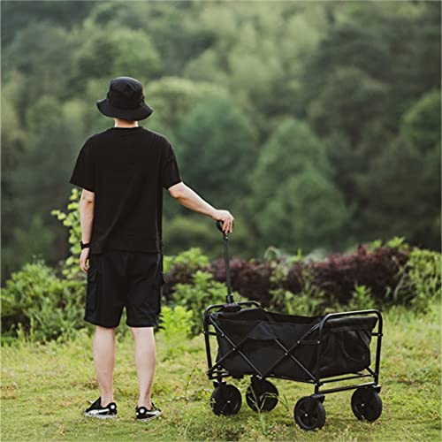 Garten-Klappwagen, tragbar, zusammenklappbar, Outdoor-Wagen, Picknick-Campingwagen, 80 kg max. Belastung, Schubwagen, robust, leicht, Strand, Garten, Picknickwagen, Schwarz – Bild 3