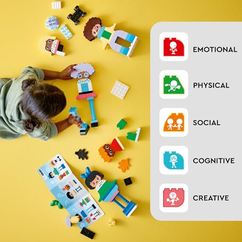 Image of LEGO DUPLO Town Buildable People with Big Emotions Interactive Toy for Ages 3 and Up, 5 Characters with 10 Role-Play Faces, 71 Colorful Bricks for Mix-and-Match Customizable Fun, 10423