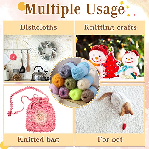 20 Skeins Scrubby Yarn Assorted Colors Yarn For Crocheting Polyester Scrubby Assortment Pastel Yarn For Knitting Dishwashing Dishcloths Craft Project (Rainbow Color) #TOP5