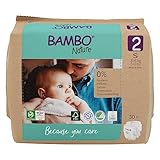 Bambo Nature Premium Eco Nappies, Size 2 (7-13lb/3-6kg), Mini, 30PK, Eco-Labelled Sustainable Nappy, Enhanced Leakage Protection, Secure and Comfortable Baby Nappies