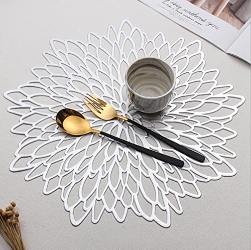 Veoley Placemats Centerpiece For Dining Table/Wedding/Gift/Kitchen/Home Decoration, Set Of 4, Silver-Bloom #TOP7