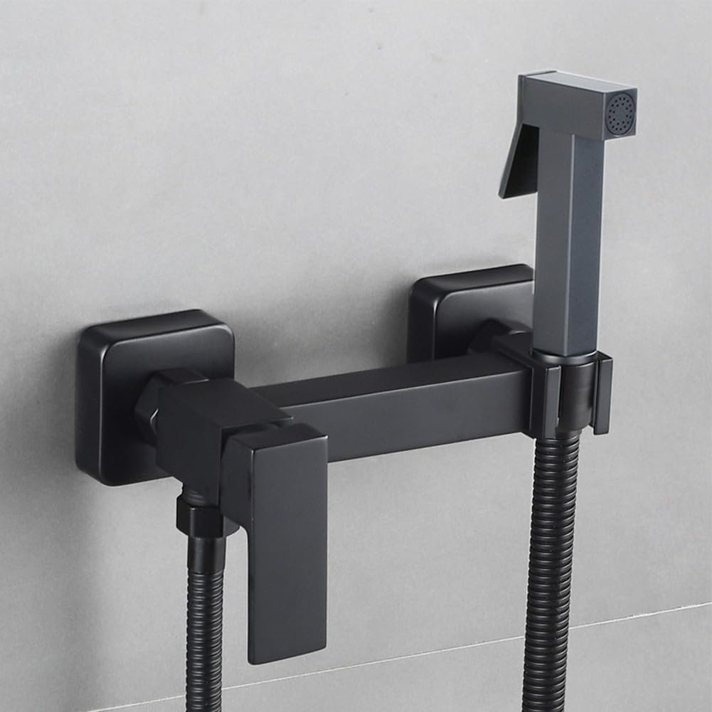 Kit de pulverización de bidé de mano, ducha de inodoro ajustable con manguera de cabezal de ducha y válvula angular, accesorio de baño dorado para higiene personal y fácil limpieza