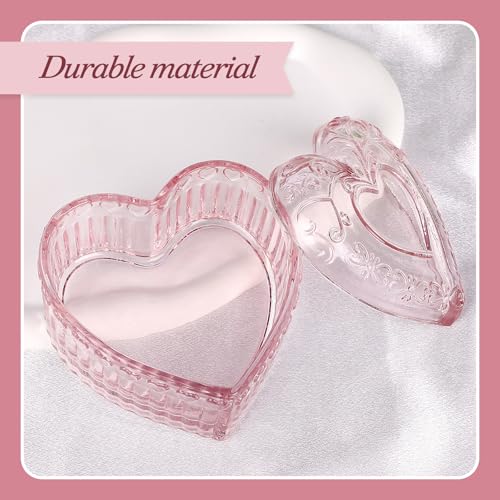 Large Body Powder Puff Container, Pink Heart Crystal Powder Container, Reusable Dusting Powder Case, Body Puff Glass Jar, Puff not Including3