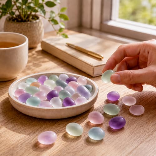 Image of Polished Fluorite Crystal Bulk - 0.5 inch Colorful Tumbled Stone Chips Rocks, 10 oz Crushed Sea Glass Vase Filler Small Stones for Healing, Reiki, Crafting, Home Decor