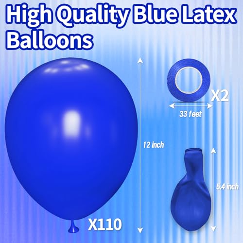 Image of Blue Balloon 110pcs, 12 Inch Thickened Latex Party Balloons Helium Bright Color for Birthday Baby Shower Wedding Party Supplies Arch Garland Decoration