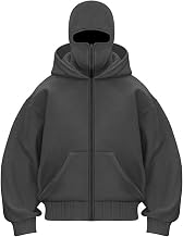 PADOLA Balaclava Men's Hooded Sweatshirts Zip-Up Large Size Balaclava Fleece Jacket Winter Y2K Zip Hoodie Jacket Mid Season Warm Mask Sweat Windproof Motorcycle Bike Jacket Coat