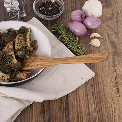 Eddington Italian Olive Wood Pierced Spatula, Handcrafted In Europe, 12-Inches #TOP4