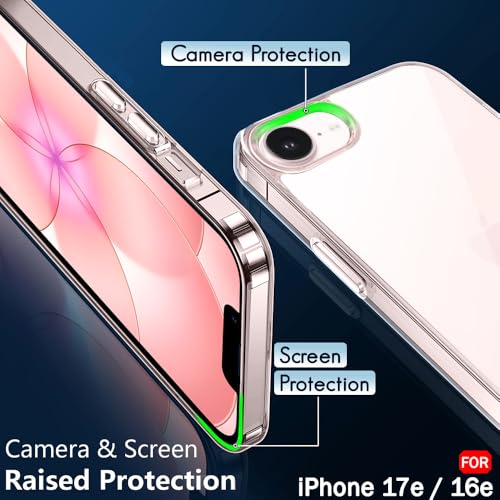 Image of TheGiftKart for iPhone 16e / iPhone 17e Case, Clear Hard Back Cover, Ultra-Hybrid Shockproof Back Cover Case with Camera & Screen Protection (PC & TPU, Transparent)