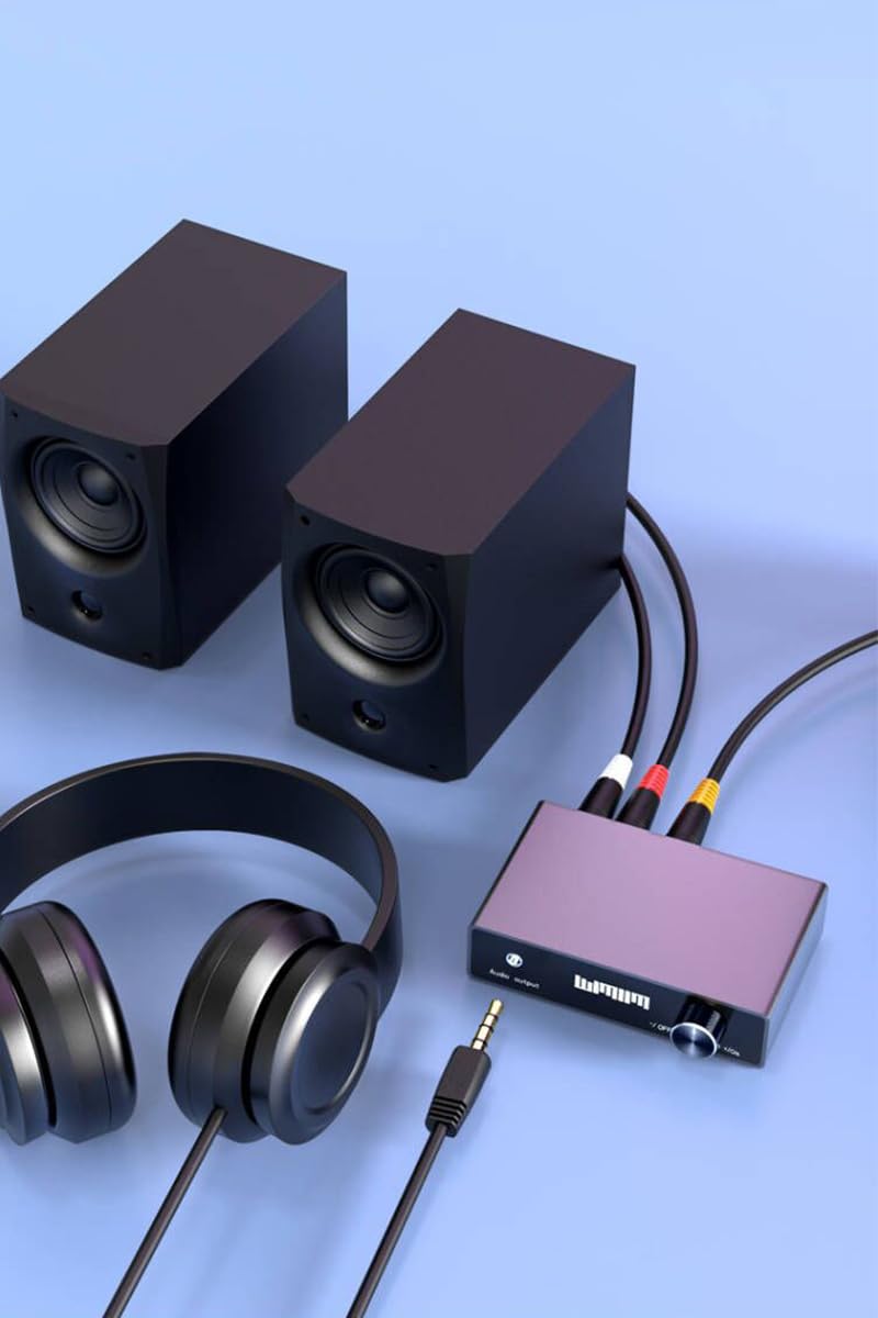 Convertitore audio DAC con controllo del volume, adattatore da ottico / coassiale a RCA / AUX da 3,5 mm, in alluminio argento di alta qualità, 192 KHz 24 bit da digitale ad analogico, decoder audio