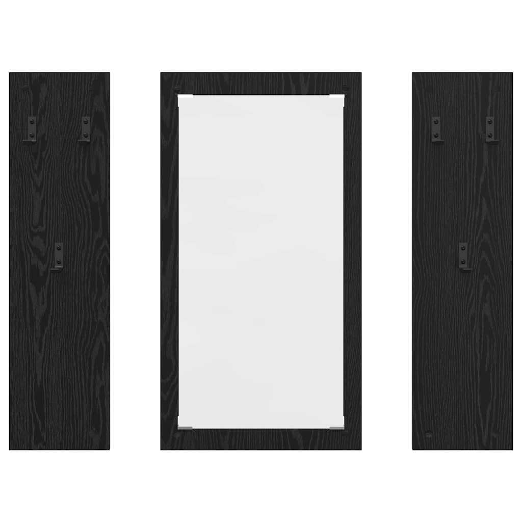 Soporte de pared para mesita de noche, color negro, aspecto de roble, material de madera, 96 x 90 x 1,5 cm, estantería de pared, estante flotante para pared, espacio de almacenamiento estable