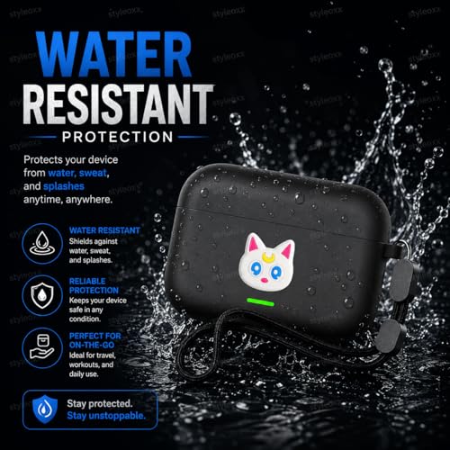 Image of Anvique Silicone Case Cover for Realme Buds T500 Pro, Shockproof Protective Earbuds Cover with Keychain Hook, Anti-Scratch Soft Silicone Skin, Full Body Protection Case (CuteCat Lanyard)