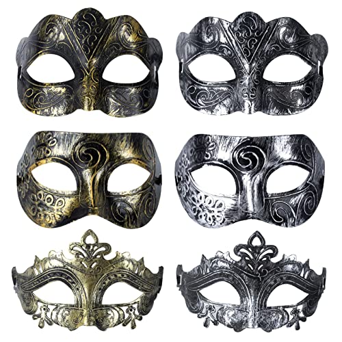 AWAVM 6 Stück Venezianische Maskerade Maske Maskerade Gesichtsmaske Masken Männer Roman Centurion Gladiator Sparticus für Kostümball,Party, Maskenball,Maskerade Karneval Party Maske Cover