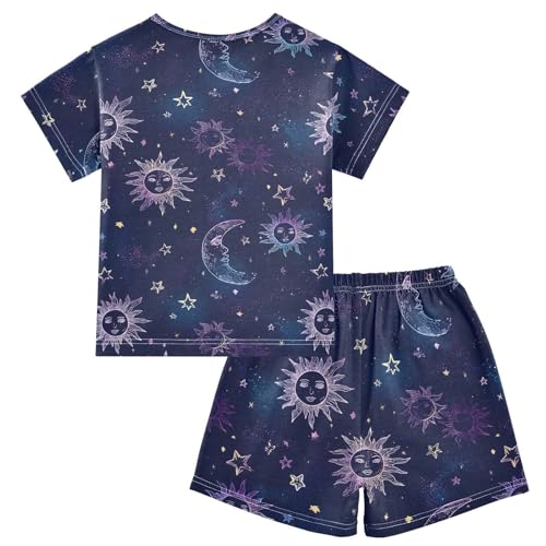 Sun Moon Stars Pajama Set, Short Sleeve Cotton Sleepwear Nightwear2