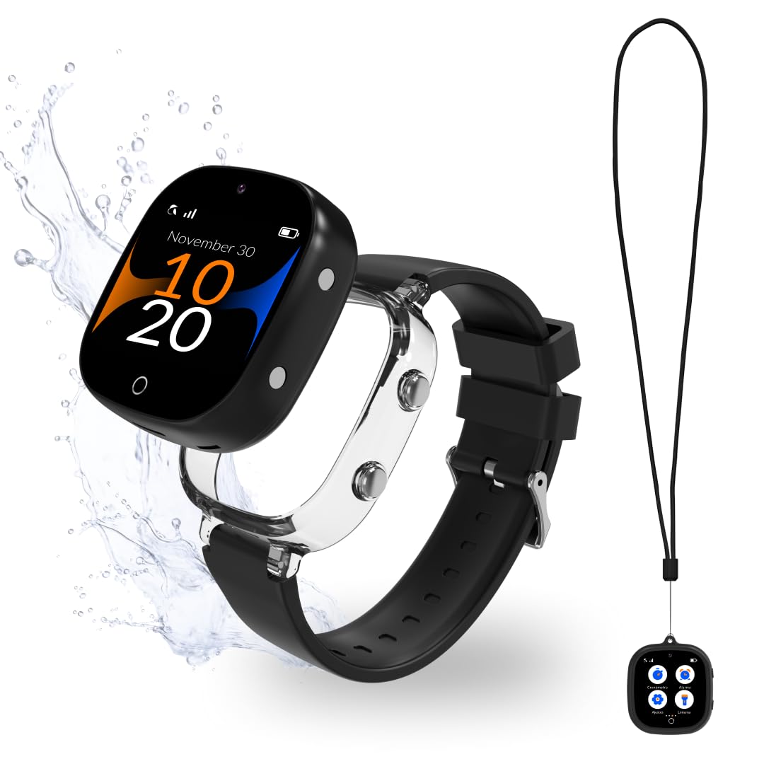 Robin K2 – Reloj Teléfono 4G GPS para Niños | Sin Juegos, Ni Redes Sociales, Ni Distracciones – Llamadas Seguras, Chat, SOS, Modo Clase, Linterna, Podómetro, App Familiar Robin (Sin SIM, Negro)