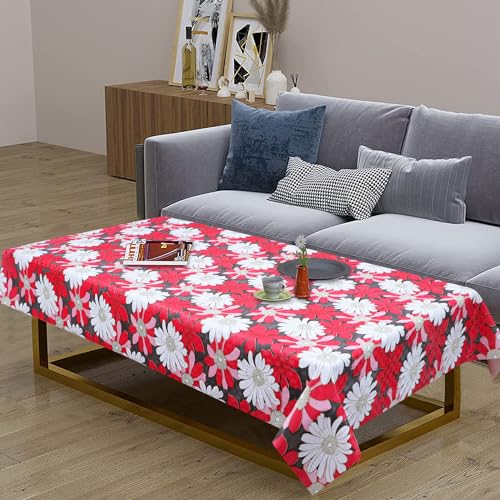 Image of Dakshya Industirs PVC Waterproof Table Cover 36x54 Inch Floral Printed Center Table Cover Washable Plastic Table Sheet Oilproof Dining Table Cover for Coffee Table Living Room Home (Decorative Petal)